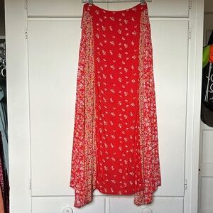 Free People Flowy Asymetrical Hem Floral Skirt